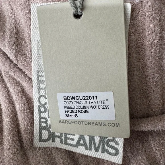 Barefoot Dreams CozyChic Ultra Lite Ribbed Column Maxi Dress Faded Rose S NWT - Picture 8 of 9